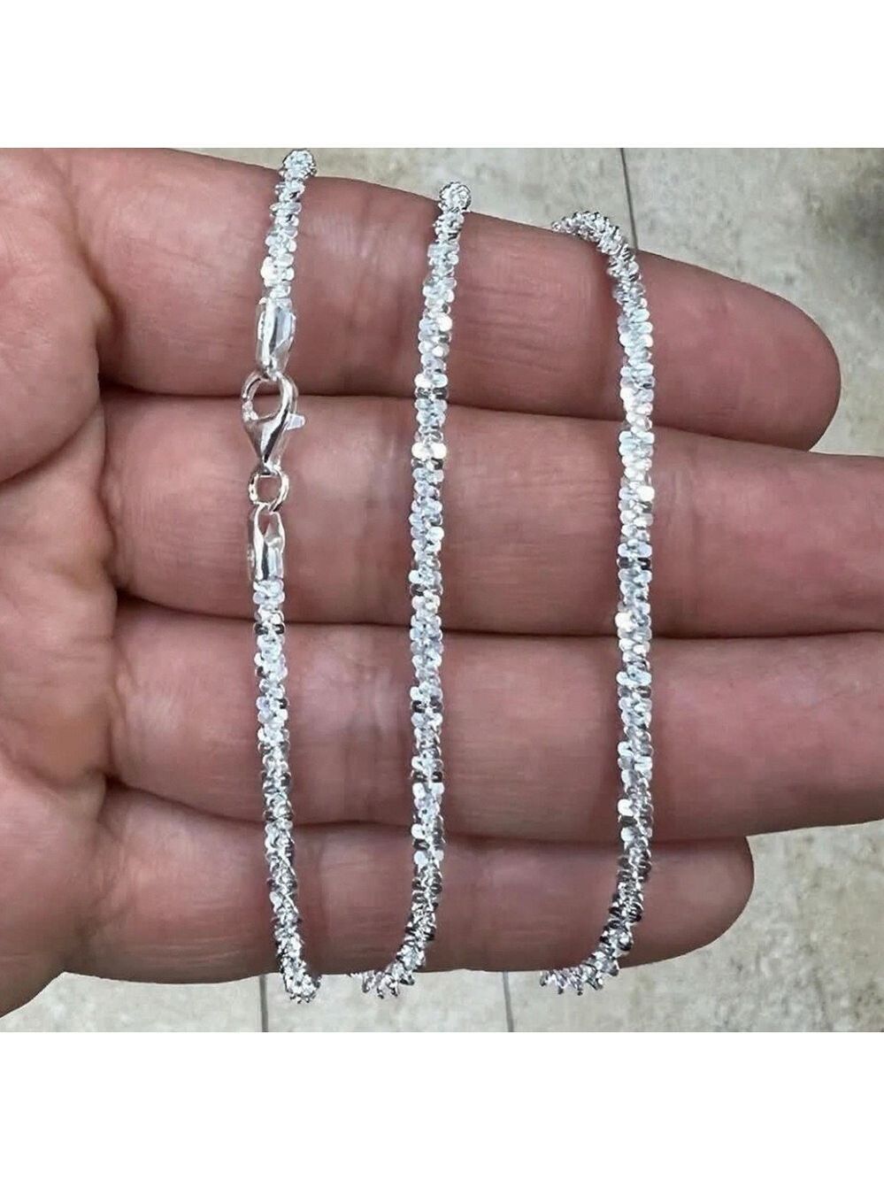 Giani Bernini Sterling Silver Sparkle Link Chain Necklace 20 Inch -